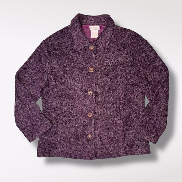 Vintage Coldwater Creek Textured Wool Blend Jacket Plum Purple Size 10 - Picture 9 of 9